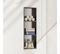 KAXLDHH Niche de Douche Encastrable en Acier Inoxydable, Étagère Murale de Salle de Bain avec Pente de Drainage Intégrée, Niche de Rangement Métallique sans Carrelage Nécessaire(Gray,900x280x125mm)