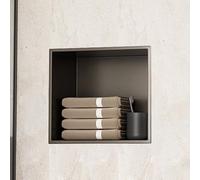 KAXLDHH Niche de Douche Horizontale en Acier Inoxydable - Étagère Encastrable Salle de Bain sans Carrelage Nécessaire - Niche Murale à Moulage Intégré avec Soudure sans Joint(Nero,320x320x125mm)