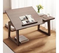 KAXLDHH Table De Sol Japonaise, Tables Basses Pliantes, Tables Basses en Bois Massif pour Petits Espaces, Tables À Manger Réglables, Bureau Tatami pour Salon, Baie Vitrée(Brown,60x35x31cm)
