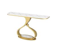 KAXLDHH Table D'entrée Étroite, Console Meuble, Tables D'appoint en Dalle De Pierre, Tables Basses À Coins Arrondis avec Cadre en Fer pour Couloir, Salon(Wit,120x30x85cm)