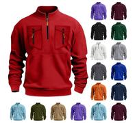 kaxnheye Sweat Homme sans Capuche Sweatshirt 1/4 Zippé Poche Cargo Travail | Pull Homme Hiver Sweat-shirt Col mock rembourré pour hiver épais, Veste Streetwear Plein Air coupe décontractée