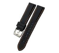 KAXSFE Bracelet de montre en caoutchouc naturel 19 mm, 20, 21, 22, compatible avec les montres IWC Big Pilot, Spitfire, Portofino, Mark 18, bracelet silicone souple(Black orange,20MM_NO LOGO)