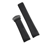 KAXSFE Bracelet de montre en caoutchouc noir 20/22 mm, compatible avec TAG Heuer Grand Carrera Aquaracer, bracelet silicone souple for homme(Black buckle,20MM_WITH LOGO)