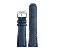 KAXSFE Bracelet de montre en cuir bleu for homme, compatible avec Citizen AT8020-54L/JY8078, avec boucle, étanche(Blue silver,23mm)