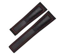 KAXSFE Bracelet de montre en cuir compatible avec Tag Heuer Carrera Diving Monaco F1 Series, respirant, for homme, 22 mm(Black red-No buckle)