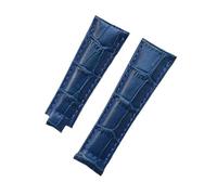 KAXSFE Bracelet de montre en cuir de crocodile for homme, compatible avec Rolex SUBMARINER Yacht-Master DAYTONA GMT, 20 mm(Blue,20MM_NO BUCKLE)