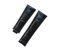 KAXSFE Bracelet de montre en cuir de crocodile for homme, compatible avec Rolex SUBMARINER Yacht-Master DAYTONA GMT, 20 mm(Black,20MM_SILVER BUCKLE)