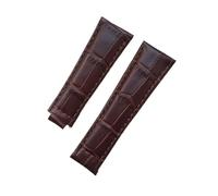 KAXSFE Bracelet de montre en cuir de crocodile for homme, compatible avec Rolex SUBMARINER Yacht-Master DAYTONA GMT, 20 mm(Brown,20MM_NO BUCKLE)