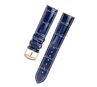 KAXSFE Bracelet de montre en cuir de veau compatible avec la collection Longines Masters, bracelet de montre en cuir de vachette, 19 mm, 20 mm, 21 mm, 22 mm, L3(Blue Rose Gold,21mm)