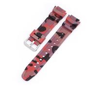 KAXSFE Bracelet de montre en silicone camouflage 18 mm compatible avec Casio G-Shock AQ-S810W AE-1000W AE-1200/1300 SGW-300 W-215 F-108(Red silver)