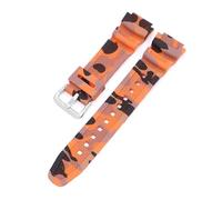 KAXSFE Bracelet de montre en silicone camouflage 18 mm compatible avec Casio G-Shock AQ-S810W AE-1000W AE-1200/1300 SGW-300 W-215 F-108(Orange silver)
