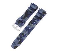 KAXSFE Bracelet de montre en silicone camouflage 18 mm compatible avec Casio G-Shock AQ-S810W AE-1000W AE-1200/1300 SGW-300 W-215 F-108(Blue silver)