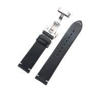 KAXSFE Bracelet de montre rétro en cuir ciré à l'huile, boucle papillon dégagement rapide, veau, compatible avec Rolex 1Wristband(Dark Blue,21mm)