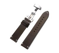KAXSFE Bracelet de montre rétro en cuir ciré à l'huile, boucle papillon dégagement rapide, veau, compatible avec Rolex 1Wristband(Green,21mm)