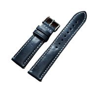 KAXSFE Bracelet de montre rétro en cuir de vachette souple à dégagement rapide, compatible avec Seiko, Rolex et Omega(Blue,20mm)