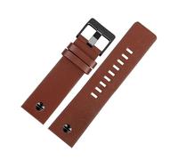 KAXSFE Bracelet de montre tendance en cuir de vache avec rivets, compatible avec les modèles Diesel DZ7313, DZ7333, 7322, 7257, 4318, 7348, 7334(Plain brown x black,30mm)