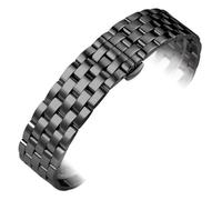 KAXSFE Bracelet de montre universel en acier inoxydable à cinq perles, 18 mm, 20, 22, avec boucle papillon double bouton(Black,18mm)
