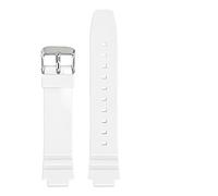 KAXSFE Bracelet en caoutchouc et résine compatible avec Casio LRW-250H 200 LX-500H for femme, bracelet de montre convexe blanc brillant et rose, bracelet en silicone étanche de 12 mm(White01)