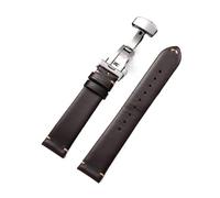 KAXSFE Bracelet en cuir de vachette avec boucle papillon for montre Seiko vintage, compatible les ceintures Omega(Dark Brown,22mm)