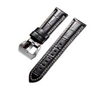 KAXSFE Bracelet en cuir de veau flammé, accessoire montre compatible avec Panerai for Seiko, bracelet for homme(Black White,20mm)