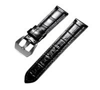 KAXSFE Bracelet en cuir de veau flammé, accessoire montre compatible avec Panerai for Seiko, bracelet for homme(Black Black,22mm)