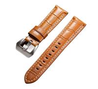 KAXSFE Bracelet en cuir de veau flammé, accessoire montre compatible avec Panerai for Seiko, bracelet for homme(Light Brown,22mm)