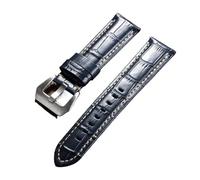 KAXSFE Bracelet en cuir de veau flammé, accessoire montre compatible avec Panerai for Seiko, bracelet for homme(Dark Blue,24mm)