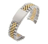 KAXSFE Bracelet en métal à extrémité incurvée compatible avec les bracelets de montre Rolex DATEJUST for hommes, en acier inoxydable massif, accessoires(Silver-Gold,21mm)