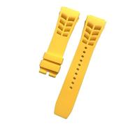 KAXSFE Compatible avec le bracelet de montre en silicone Richard Mille interface saillante, 21 mm large, 25, à oreille brute(Yellow,25mm silver buckle)