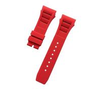 KAXSFE Compatible avec les bracelets de montre étanches Richard Mille RM055 et RM011, bracelet de montre en caoutchouc souple et confortable, à ouverture convexe de 25 mm(Red,25mm silver buckle)