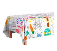 Kaxulvoblig Nappe Coloriage Pâques, 108''x54'' Paques Nappe à Colorier pour Enfants/Paques Nappe en Papier à Colorier - Activité Manuelle Créative pour Décorations de Fête de Pâques
