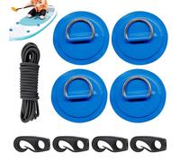 Kayak Deck Rigging Cord - Durable PVC D-Ring Patches, Stainless Steel Hooks, Elastic Rope Kit | Kayak Deck Cord and End Hooks Tie-Down Hardware Replacement Canoe Inflatable Boat Rowboat