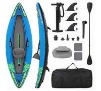 Kayak gonflable 2 places- 3 ailerons de stabilité, siège confortable -Pompe，réparation ，sac inclus -300x91x40 cm - 204 kg