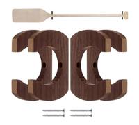Kayak Paddle Holder Wall Mount - Solid Pine Wood 4 Pieces | Canoe Oar Organizer Dragon Boat Oars Rack Hanger | For Collectors Enthusiasts Paddlers Kayakers Fishermen Anglers Basement Cabin Garage Shed