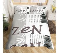 KAYAMU Housse de Couette 240 x 260 Thème Zen, Parure de Lit Pierre 2 Personnes Imprimée, Microfibre Housse Couette et 2 Taies d'oreiller 65x65 cm