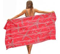 KAYAMU Serviette de Plage 200x200 cm étoile de Mer, 3D Rouge Serviette de Bain Grande Microfibre Serviette Plage Anti Sable Drap de Plage, pour Femme Homme Enfant