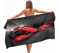 KAYAMU Serviette de Plage 200x200 cm Voiture de Course Rouge, 3D Voiture de Course Serviette de Bain Grande Microfibre Serviette Plage Anti Sable Drap de Plage, pour Femme Homme Enfant