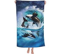 KAYAMU Serviette de Plage 70x150 cm Orque, 3D Thème Romantique Serviette de Bain Grande Microfibre Serviette Plage Anti Sable Drap de Plage, pour Femme Homme Enfant