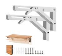 KAYBTNT Equerre Etagere Pliable en Acier Inoxydable, équerre étagère Pliante Murale Lourds, Support Etagere Murale Table Rabattable, pour Garage, Cuisine, Chambre, Porteur: 150KG,Blanc,200mm/2 Pcs
