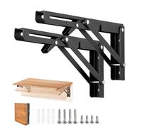 KAYBTNT Equerre Etagere Pliable en Acier Inoxydable, équerre étagère Pliante Murale Lourds, Support Etagere Murale Table Rabattable, pour Garage, Cuisine, Chambre, Porteur: 150KG,Noir,200mm/2 Pcs