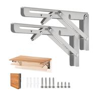 KAYBTNT Equerre Etagere Pliable en Acier Inoxydable, équerre étagère Pliante Murale Lourds, Support Etagere Murale Table Rabattable, pour Garage, Cuisine, Chambre, Porteur: 150KG,Argent,300mm/2 Pcs