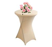 KAYBTNT Housse Mange Debout, Nappe Mange Debout, Housse pour Table Haute Ø 60-80 cm, Nappe Cocktail Ronde Extensible en Spandex pour Table de Banquet de Cocktail de Mariage,Beige,60x110cm