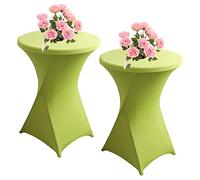 KAYBTNT Lot de 2 Housse Mange Debout, Nappe Mange Debout, Housse pour Table Haute Ø 60-80 cm, Nappe Cocktail Ronde Extensible en Spandex pour Banquet de Cocktail de Mariage,Green b,60x110cm