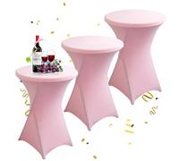KAYBTNT Lot de 3 Housse Mange Debout 80x110cm, Rose Nappe de Table Haute en Spandex pour Bistro, Mariage, Bar, Hôtel, Banquet, Cocktail