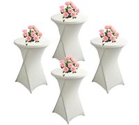 KAYBTNT Lot de 4 Housse Mange Debout, Nappe Mange Debout, Ø 60-80 cm Housse pour Table Haute, Nappe Cocktail Ronde Extensible en Spandex pour Banquet de Cocktail de Mariage,White b,60x110cm