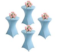 KAYBTNT Lot de 4 Housse Mange Debout, Nappe Mange Debout, Ø 60-80 cm Housse pour Table Haute, Nappe Cocktail Ronde Extensible en Spandex pour Banquet de Cocktail de Mariage,Blue d,60x110cm