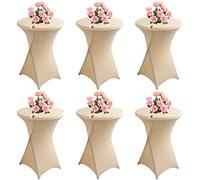 KAYBTNT Lot de 6 Housse Mange Debout, Ø 60-80 cm Nappe Mange Debout, Housse pour Table Haute, Nappe Cocktail Ronde Extensible en Spandex pour Banquet de Cocktail de Mariage,Beige,80x110cm