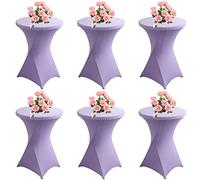 KAYBTNT Lot de 6 Housse Mange Debout, Ø 60-80 cm Nappe Mange Debout, Housse pour Table Haute, Nappe Cocktail Ronde Extensible en Spandex pour Banquet de Cocktail de Mariage,Violet,80x110cm