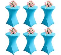 KAYBTNT Lot de 6 Housse Mange Debout, Ø 60-80 cm Nappe Mange Debout, Housse pour Table Haute, Nappe Cocktail Ronde Extensible en Spandex pour Banquet de Cocktail de Mariage,Bleu,60x110cm