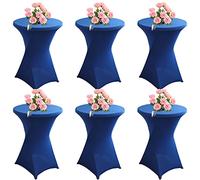 KAYBTNT Lot de 6 Housse Mange Debout, Ø 60-80 cm Nappe Mange Debout, Housse pour Table Haute, Nappe Cocktail Ronde Extensible en Spandex pour Banquet de Cocktail de Mariage,Royal Blue,80x110cm